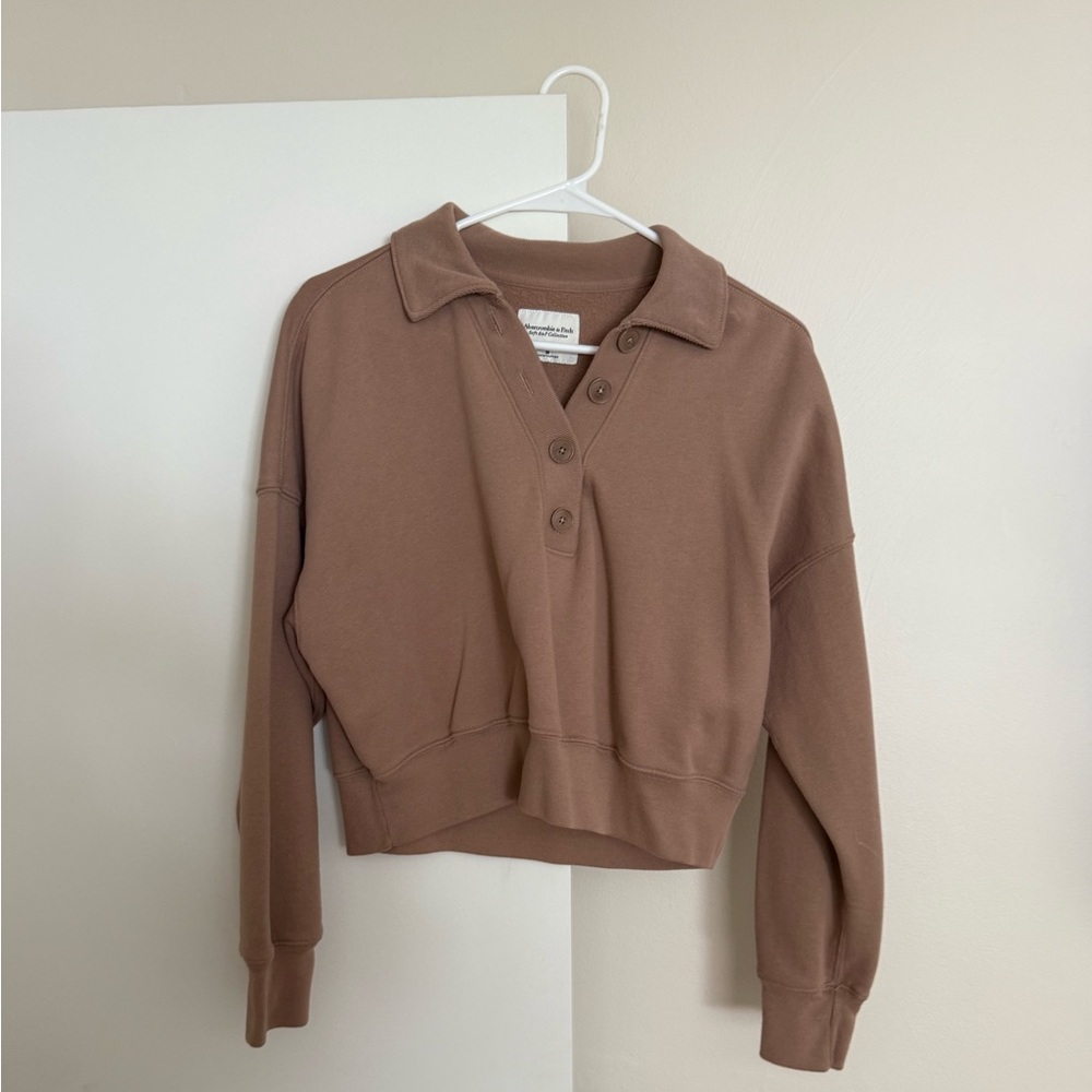 Abercrombie & Fitch Brown Cropped Sweater Polo